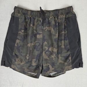 FourLaps Shorts Mens XL Green Camo Lined Running Gym Performance Drawstring